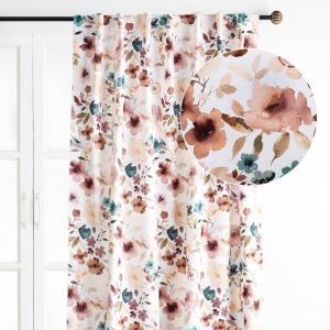 image:imageMaison d Hermine Curtains for Living Room 100 Cotton 108 inch Length One Panel Light Filtering Curtains for Windows with Rod and Loop Pockets Easter Decorations Blossom  Florie 50 W x 108 L