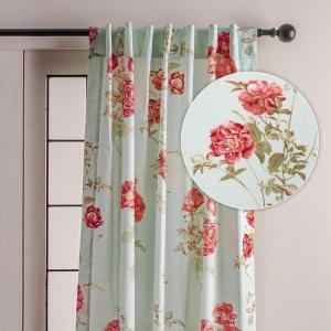 image:imageMaison d Hermine Curtains for Living Room 100 Cotton 108 inch Length One Panel Light Filtering Curtains for Windows with Rod and Loop Pockets Easter Decorations Villette  Aqua 50 W x 108 L
