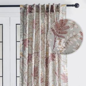 image:imageMaison d Hermine Curtains for Living Room 100 Cotton 108 inch Length One Panel Light Filtering Curtains for Windows with Rod and Loop Pockets Feuillage  Light Taupe 50 W x 108 L