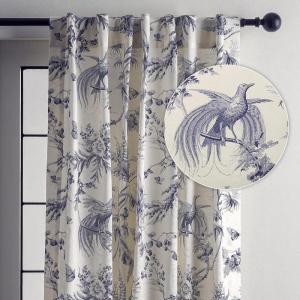 image:imageMaison d Hermine Curtains for Living Room 100 Cotton 108 inch Length One Panel Light Filtering Toile Curtains for Bedroom Windows with Rod and Loop Pockets Drapes Paradise Delft 50 W x 108 L