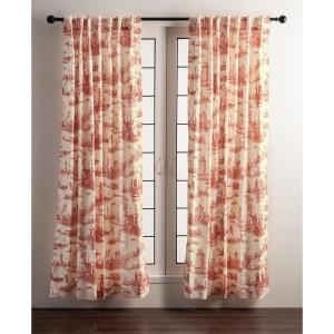 image:imageMaison d Hermine Curtains for Living Room 100 Cotton 108 inch Length Two Panels Light Filtering Toile Curtains for Bedroom Windows with Rod and Loop Pockets Drapes Calais Cardinal 50 W x 108 L