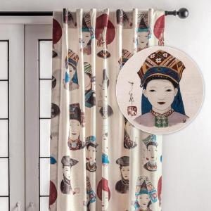 image:imageMaison d Hermine Curtains for Living Room 100 Cotton 124 inch Length One Panel Light Filtering Curtains for Windows with Rod and Loop Pockets Easter Decorations Pupeo People 50 W x 124 L
