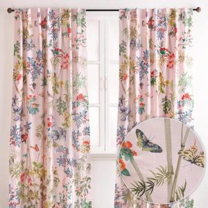 image:imageMaison d Hermine Curtains for Living Room 100 Cotton 124 inch Length Two Panel Light Filtering Curtains for Windows with Rod and Loop Pockets Easter Decorations Canne  Pale Pink 50 W x 124 L