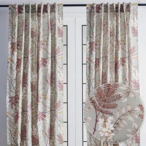 image:imageMaison d Hermine Curtains for Living Room 100 Cotton 124 inch Length Two Panel Light Filtering Curtains for Windows with Rod and Loop Pockets Feuillage  Light Taupe 50 W x 124 L