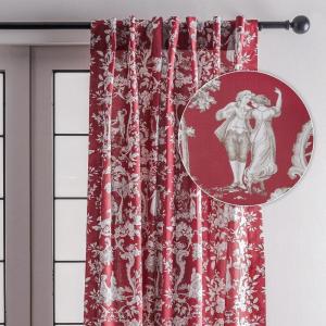 image:imageMaison d Hermine Curtains for Living Room 100 Cotton 84 inch Length One Panel Light Filtering Toile Curtains for Bedroom Windows with Rod and Loop Pockets Drapes Joli Jouy Red 50 W x 84 L
