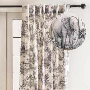 image:imageMaison d Hermine Curtains for Living Room 100 Cotton 84 inch Length One Panel Light Filtering Toile Curtains for Bedroom Windows with Rod and Loop Pockets Drapes Savana Jouy Black 50 W x 84 L