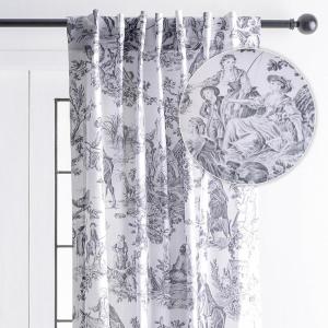 image:imageMaison d Hermine Curtains for Living Room 100 Cotton 84 inch Length One Panel Light Filtering Toile Curtains with Rod and Loop Pockets The Miller Paloma Gray White Background 50 W x 84 L