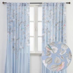 image:imageMaison d Hermine Curtains for Living Room 100 Cotton 84 inch Length Two Panel Light Filtering Curtains for Windows with Rod and Loop Pockets Easter Decorations Celeste 50 W x 84 L