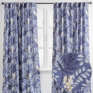 image:imageMaison d Hermine Curtains for Living Room 100 Cotton 84 inch Length Two Panel Light Filtering Curtains for Windows with Rod and Loop Pockets Feuillage  Air Force Blue 50 W x 84 L