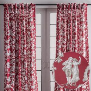 image:imageMaison d Hermine Curtains for Living Room 100 Cotton 84 inch Length Two Panels Light Filtering Toile Curtains for Bedroom Windows with Rod and Loop Pockets Drapes Joli Jouy Red 50 W x 84 L