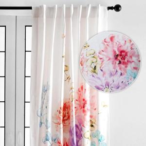 image:imageMaison d Hermine Curtains for Living Room 100 Cotton 96 inch Length One Panel Light Filtering Curtains for Windows with Rod and Loop Pockets Easter Decorations Floral  White 50 W x 96 L