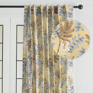 image:imageMaison d Hermine Curtains for Living Room 100 Cotton 96 inch Length One Panel Light Filtering Curtains for Windows with Rod and Loop Pockets Easter decorations Feuillage  Light Ecru 50W x 96L