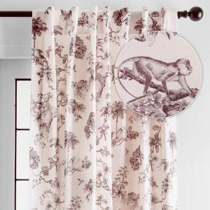image:imageMaison d Hermine Curtains for Living Room 100 Cotton 96 inch Length One Panel Light Filtering Toile Curtains for Bedroom Windows with Rod and Loop Pockets Drapes Bonobo Brown 50 W x 96 L