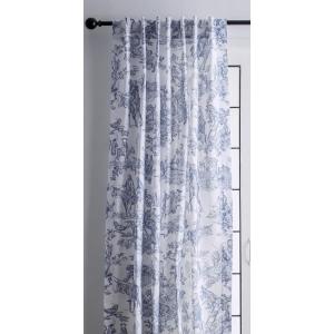 image:imageMaison d Hermine Curtains for living room 100 Cotton 108 inch length One Panel Light Filtering Toile Curtains for Bedroom with rod and loop Pockets The Miller Blue White Background 50W x 108L