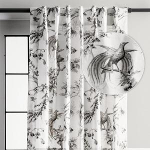 image:imageMaison d Hermine Curtains for living room 100 Cotton 124 inch length One Panel Light Filtering Toile Curtains for Bedroom Windows with rod and loop Pockets Drapes Paradise Mid Night 50W x 124L