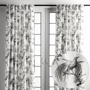 image:imageMaison d Hermine Curtains for living room 100 Cotton 124 inch length Two Panels Light Filtering Toile Curtains for Bedroom Windows with rod and loop Pockets Drapes Paradise Mid Night 50W x 124L