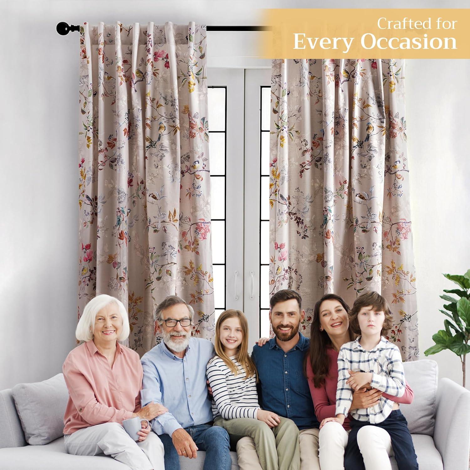 image:imageMaison d Hermine Curtains for Living Room 100 Cotton 84 inch Length Two Panel Light Filtering Curtains for Windows with Rod and Loop Pockets Gifts for Mothers Day Equinoxe  Multi 50 W x 84 L