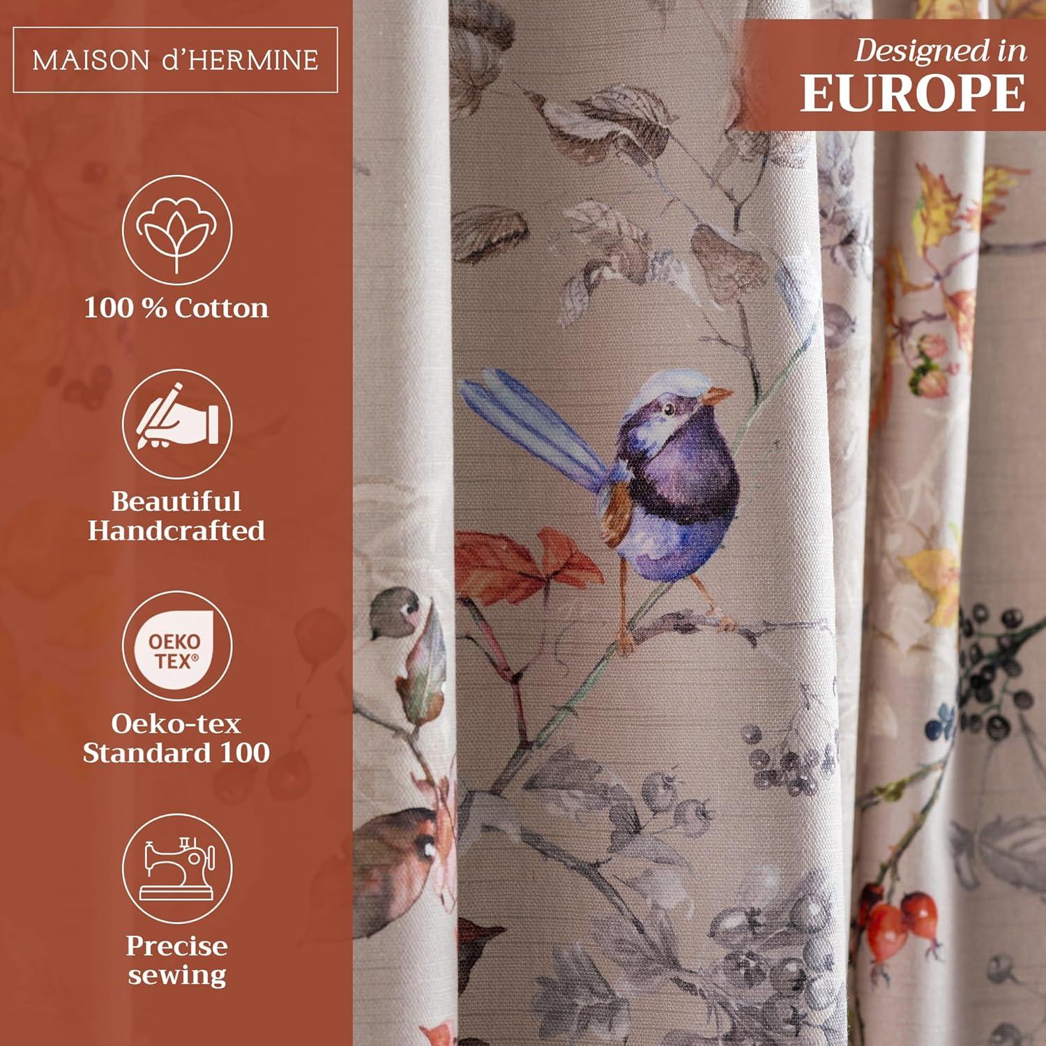 image:imageMaison d Hermine Curtains for Living Room 100 Cotton 84 inch Length Two Panel Light Filtering Curtains for Windows with Rod and Loop Pockets Gifts for Mothers Day Equinoxe  Multi 50 W x 84 L