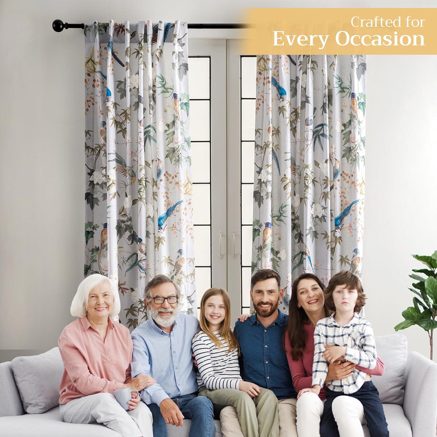 image:imageMaison d Hermine Curtains for Living Room 100 Cotton 96 inch Length One Panel Light Filtering Curtains for Windows with Rod and Loop Pockets Gifts for Mothers Day Hokuzai  Grey 50 W x 96 L