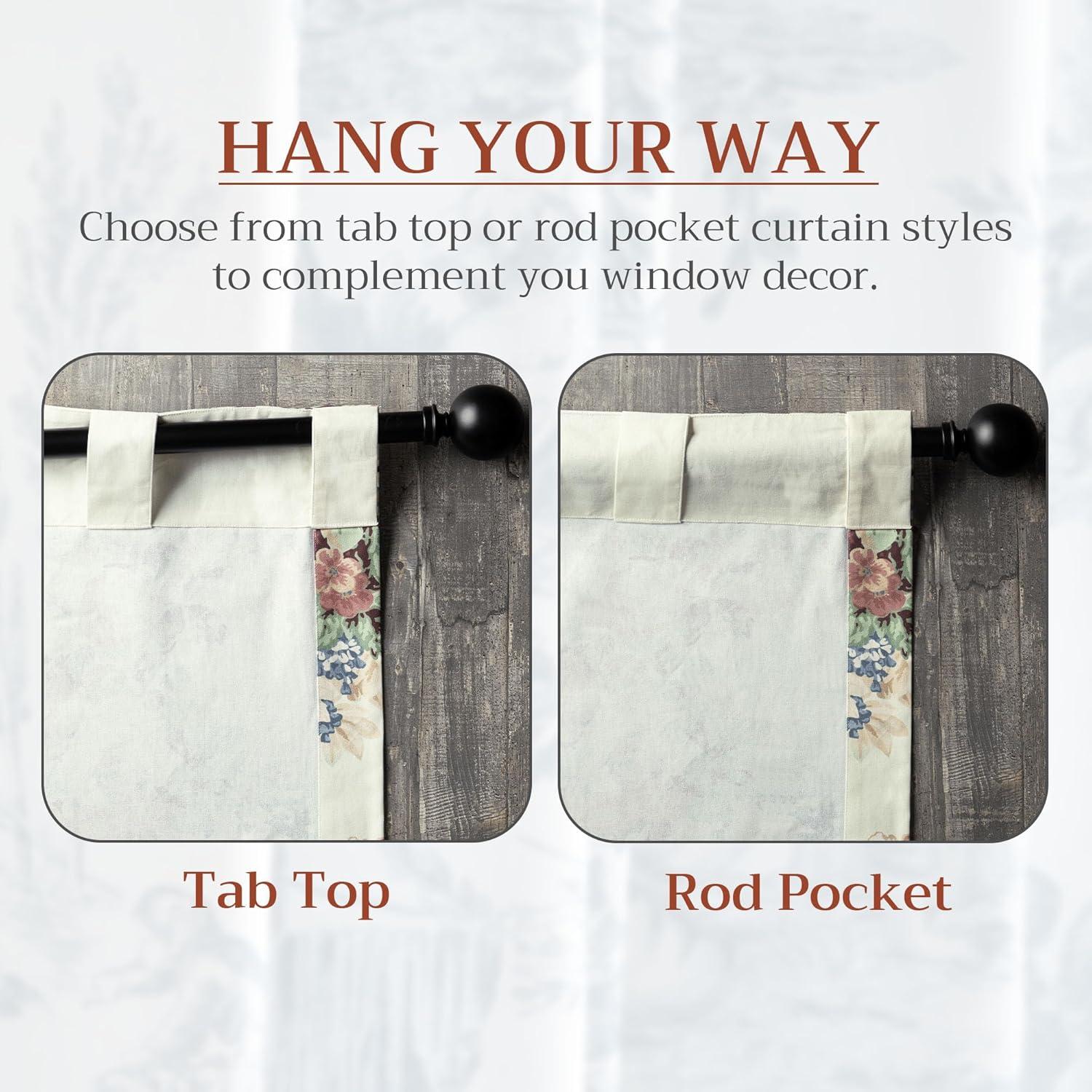 image:imageMaison d Hermine Curtains for Living Room 100 Cotton 96 inch Length Two Panel Light Filtering Curtains for Windows with Rod and Loop Pockets Gifts for Mothers Day Abbeville 50 W x 96 L