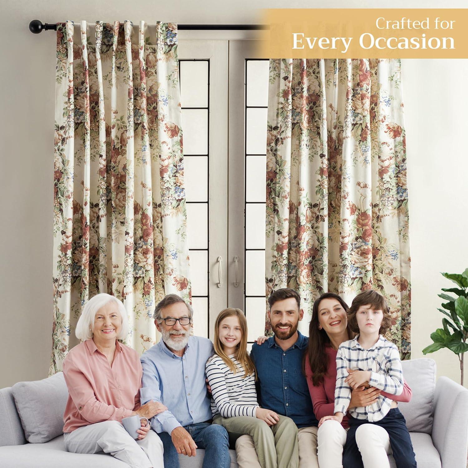 image:imageMaison d Hermine Curtains for Living Room 100 Cotton 96 inch Length Two Panel Light Filtering Curtains for Windows with Rod and Loop Pockets Gifts for Mothers Day Abbeville 50 W x 96 L