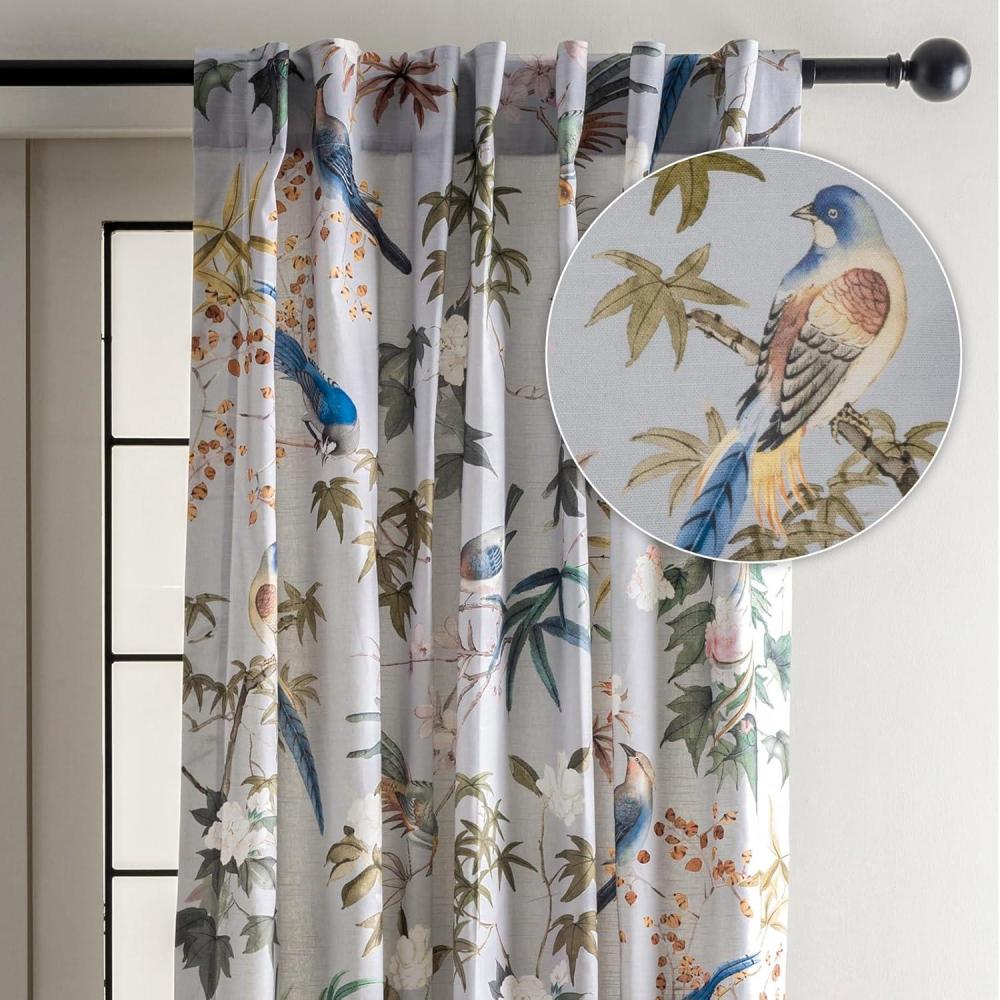 image:imageMaison d Hermine Curtains for Living Room 100 Cotton 96 inch Length One Panel Light Filtering Curtains for Windows with Rod and Loop Pockets Gifts for Mothers Day Hokuzai  Grey 50 W x 96 L