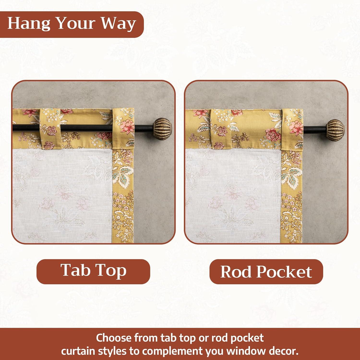 image:imageMaison d Hermine Curtains for Living Room 100 Cotton 84 inch Length One Panel Light Filtering Curtains for Windows with Rod and Loop Pockets Gifts for Mothers Day Marquise  Yellow 50 W x 84 L
