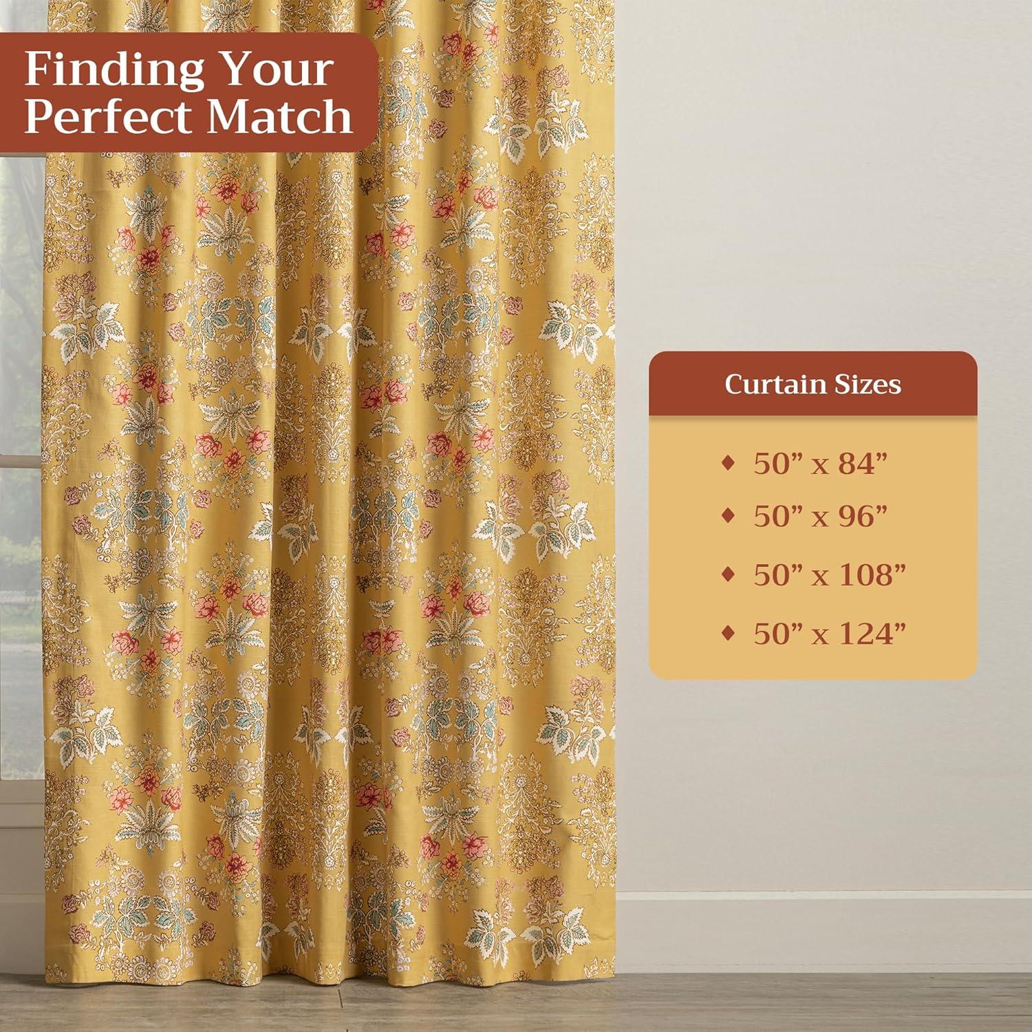 image:imageMaison d Hermine Curtains for Living Room 100 Cotton 84 inch Length One Panel Light Filtering Curtains for Windows with Rod and Loop Pockets Gifts for Mothers Day Marquise  Yellow 50 W x 84 L