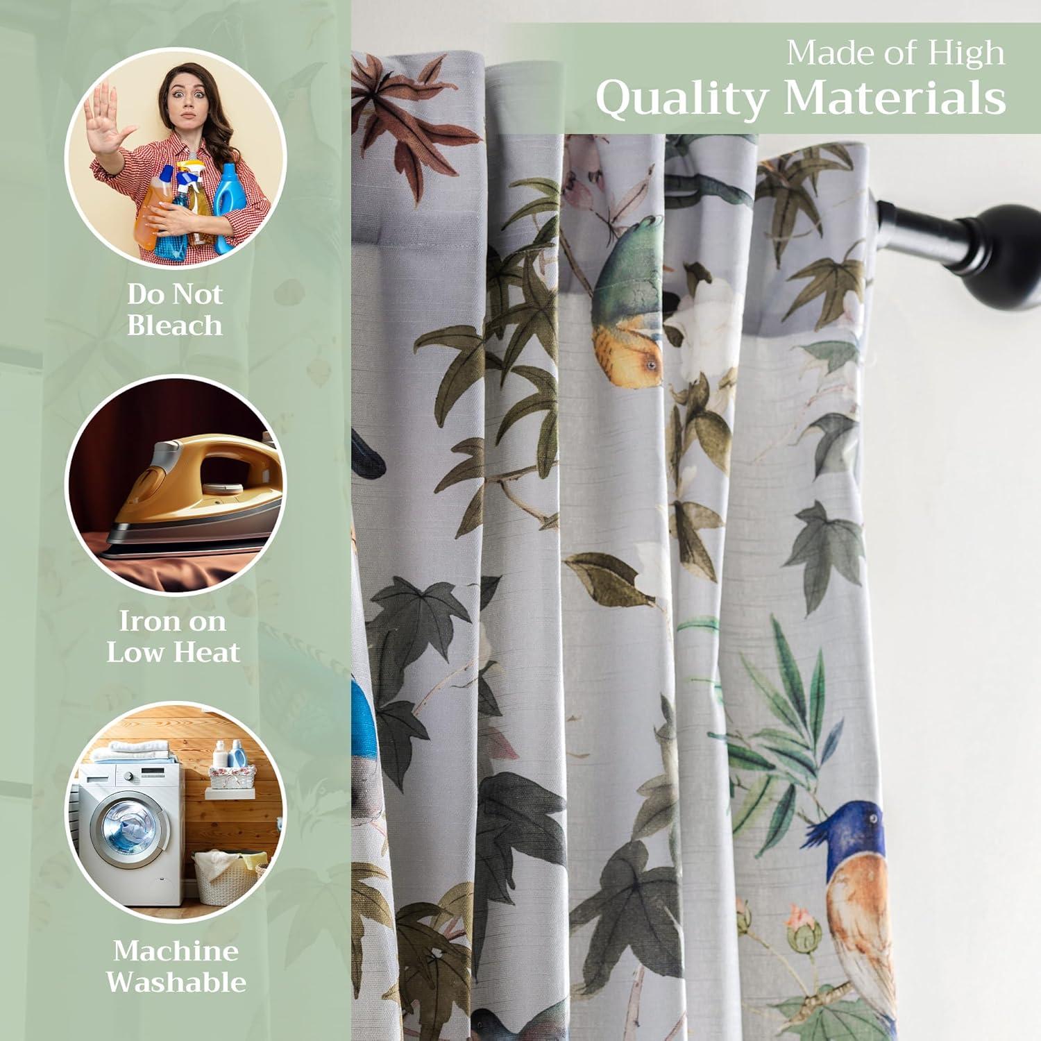 image:imageMaison d Hermine Curtains for Living Room 100 Cotton 84 inch Length One Panel Light Filtering Curtains for Windows with Rod and Loop Pockets Gifts for Mothers Day Hokuzai  Grey 50 W x 84 L