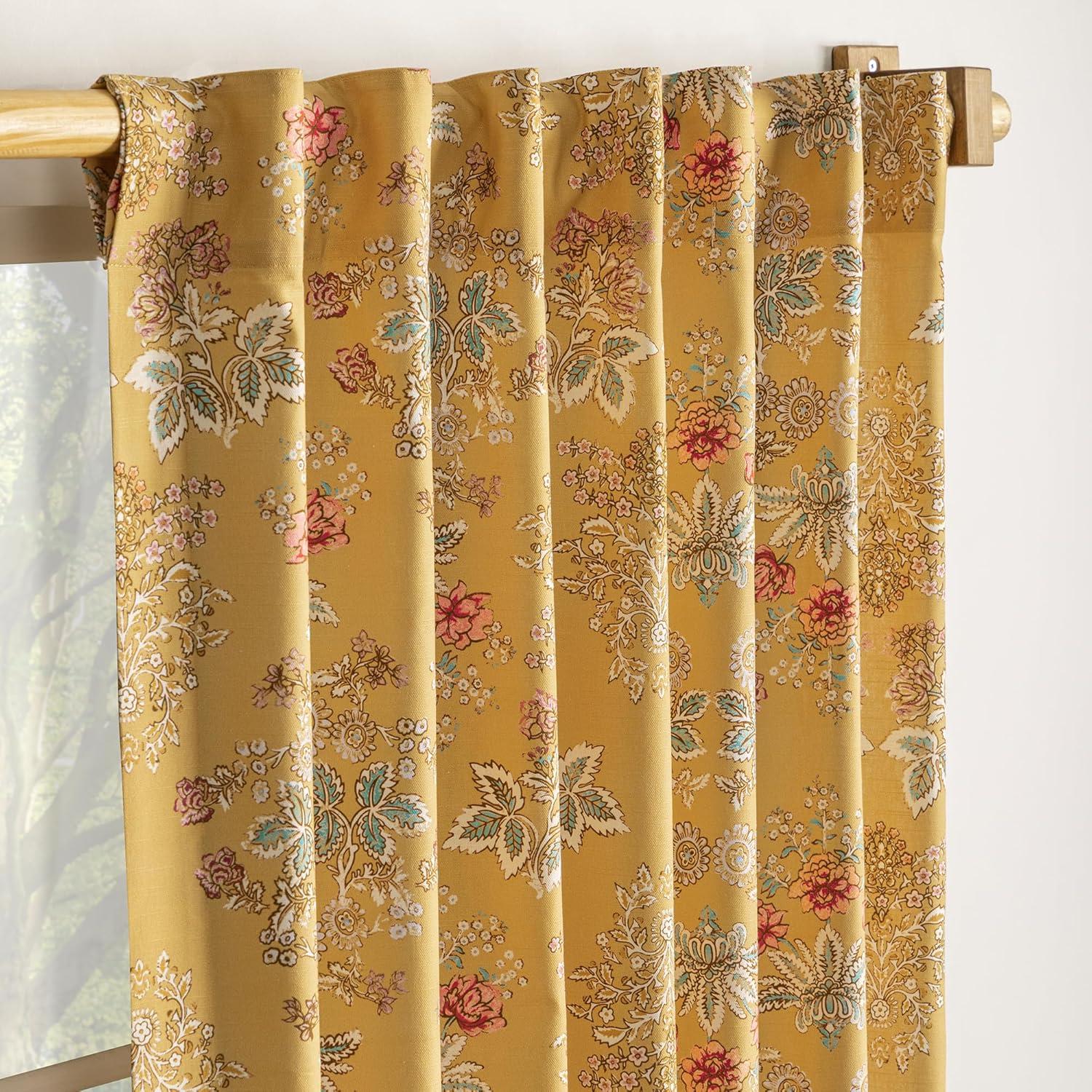 image:imageMaison d Hermine Curtains for Living Room 100 Cotton 96 inch Length One Panel Light Filtering Curtains for Windows with Rod and Loop Pockets Gifts for Mothers Day Marquise  Yellow 50 W x 96 L