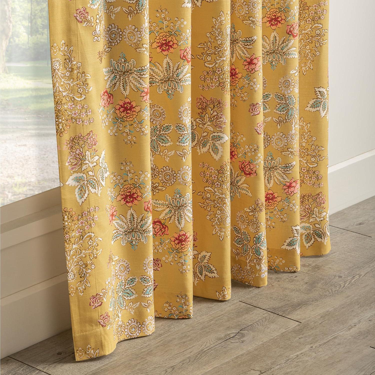 image:imageMaison d Hermine Curtains for Living Room 100 Cotton 96 inch Length One Panel Light Filtering Curtains for Windows with Rod and Loop Pockets Gifts for Mothers Day Marquise  Yellow 50 W x 96 L
