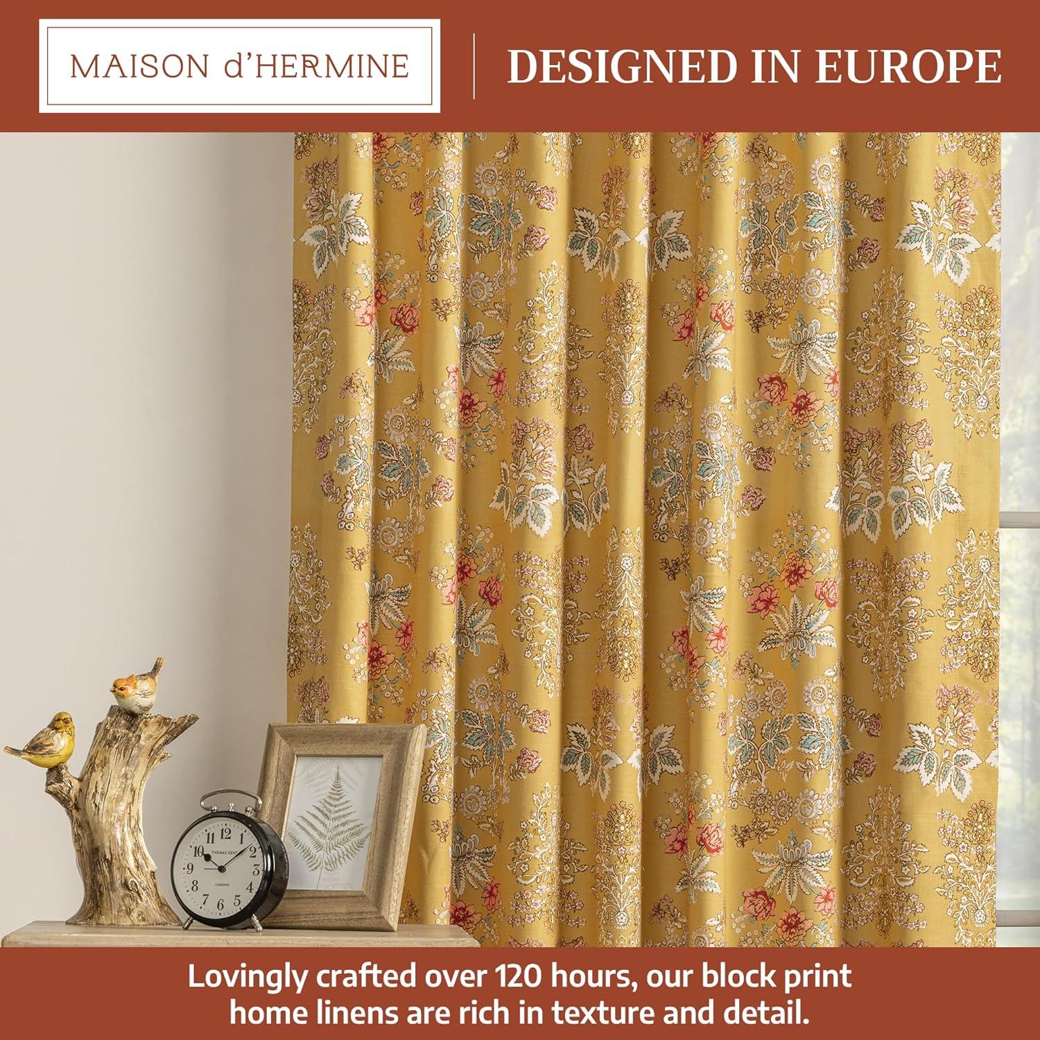 image:imageMaison d Hermine Curtains for Living Room 100 Cotton 96 inch Length One Panel Light Filtering Curtains for Windows with Rod and Loop Pockets Gifts for Mothers Day Marquise  Yellow 50 W x 96 L