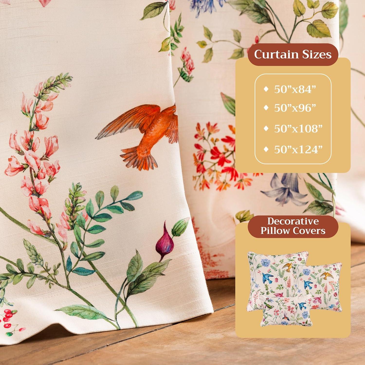 image:imageMaison d Hermine Curtains for Living Room 100 Cotton 96 inch Length Two Panel Light Filtering Curtains for Windows with Rod and Loop Pockets Gifts for Mothers Day Neo Ipomee  Multi 50W x 96L