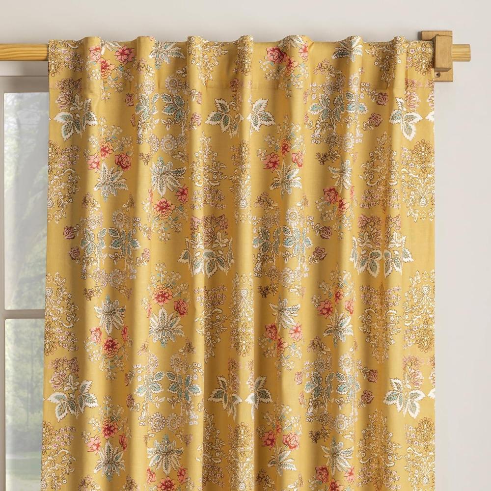 image:imageMaison d Hermine Curtains for Living Room 100 Cotton 96 inch Length One Panel Light Filtering Curtains for Windows with Rod and Loop Pockets Gifts for Mothers Day Marquise  Yellow 50 W x 96 L