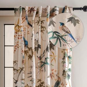 image:imageMaison d Hermine Curtains for Living Room 100 Cotton 108 inch Length One Panel Light Filtering Curtains for Windows with Rod and Loop Pockets Gifts for Mothers Day Hokuzai  Beige 50 W x 108 L