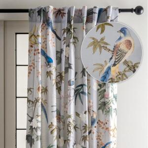 image:imageMaison d Hermine Curtains for Living Room 100 Cotton 84 inch Length One Panel Light Filtering Curtains for Windows with Rod and Loop Pockets Gifts for Mothers Day Hokuzai  Grey 50 W x 84 L