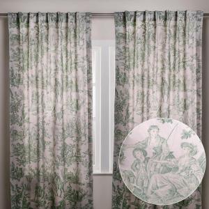 image:imageMaison d Hermine Curtains for Living Room 100 Cotton 84 inch Length Two Panels Light Filtering Toile Curtains for Bedroom Windows with Rod and Loop Pockets The Miller Antique Green 50 W x 84 L