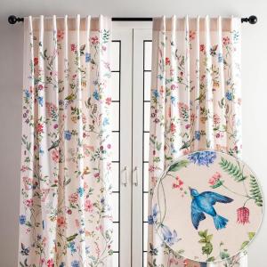 image:imageMaison d Hermine Curtains for Living Room 100 Cotton 96 inch Length Two Panel Light Filtering Curtains for Windows with Rod and Loop Pockets Gifts for Mothers Day Neo Ipomee  Multi 50W x 96L
