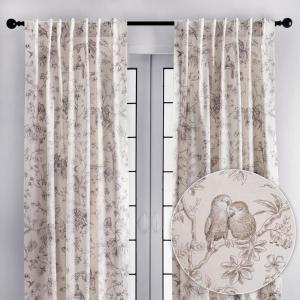 image:imageMaison d Hermine Curtains for living room 100 Cotton 84 inch length Two Panels Light Filtering Toile Curtains for Bedroom Windows with rod and loop Pockets Drapes Jouy Paradise Beige 50W x 84L