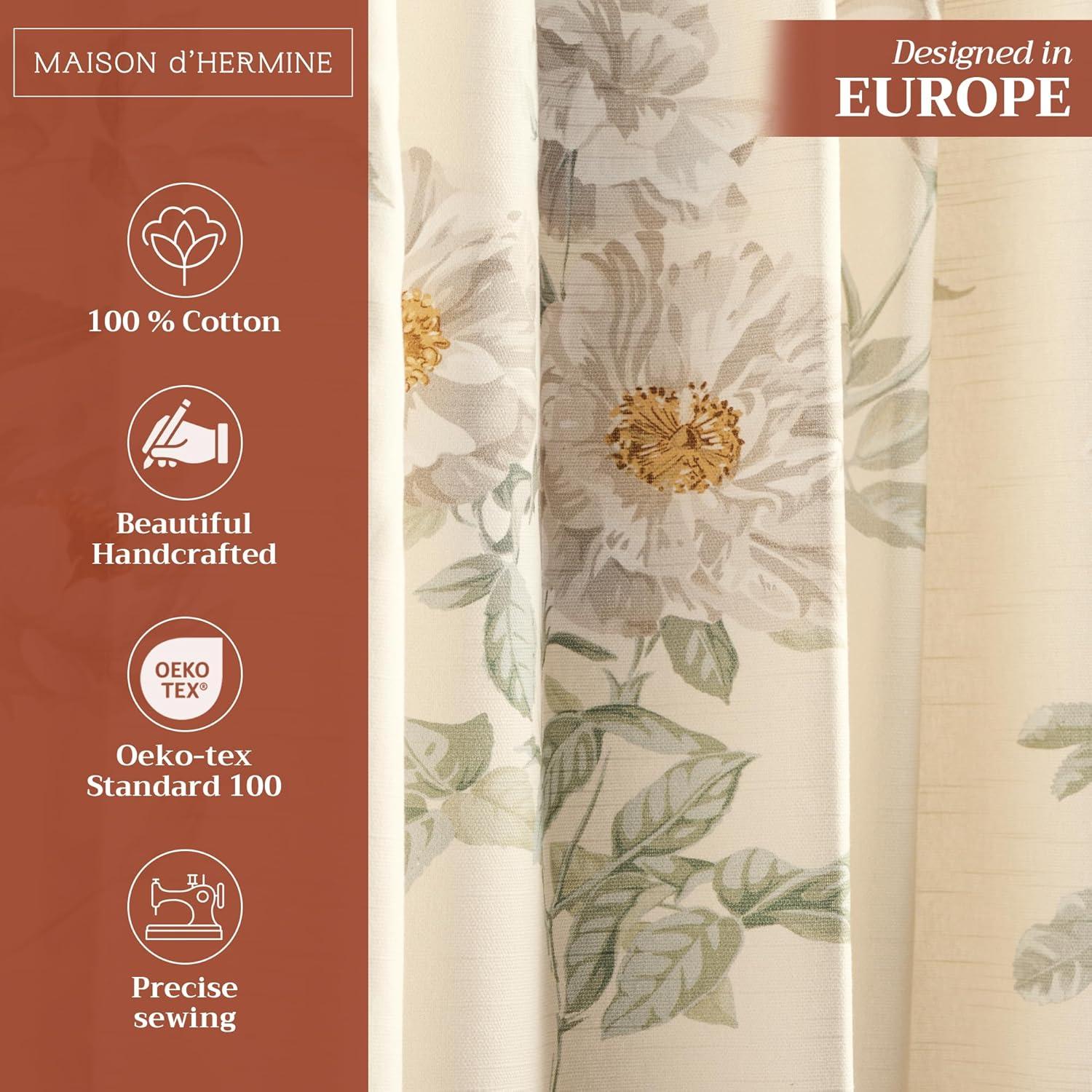 image:imageMaison d Hermine Curtains for Living Room 100 Cotton 84 inch Length One Panel Light Filtering Curtains for Windows with Rod and Loop Pockets Gifts for Mothers Day Villette  Dove Grey 50W x 84L