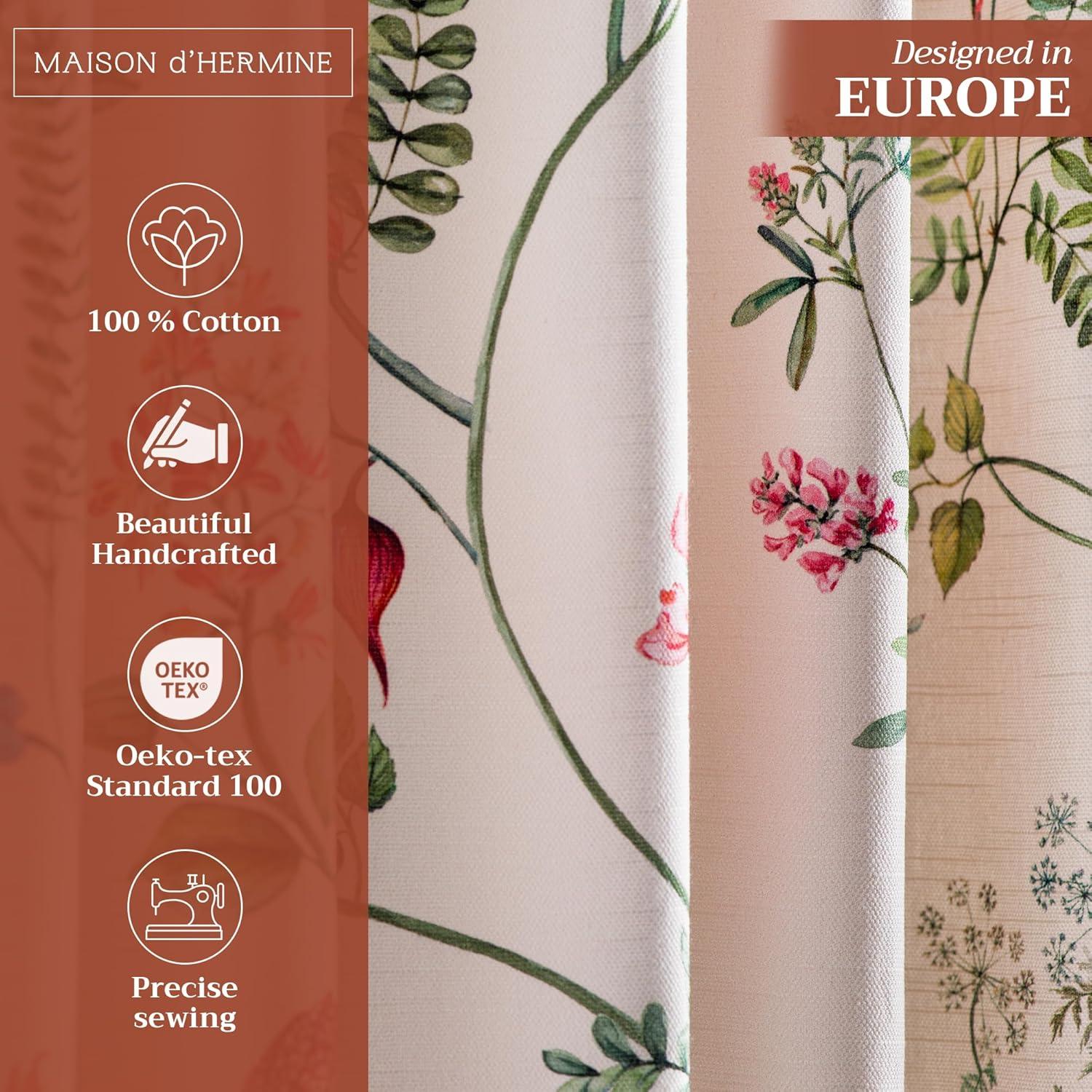 image:imageMaison d Hermine Curtains for Living Room 100 Cotton 84 inch Length Two Panel Light Filtering Curtains for Windows with Rod and Loop Pockets Gifts for Mothers Day Neo Ipomee  Multi 50W x 84L