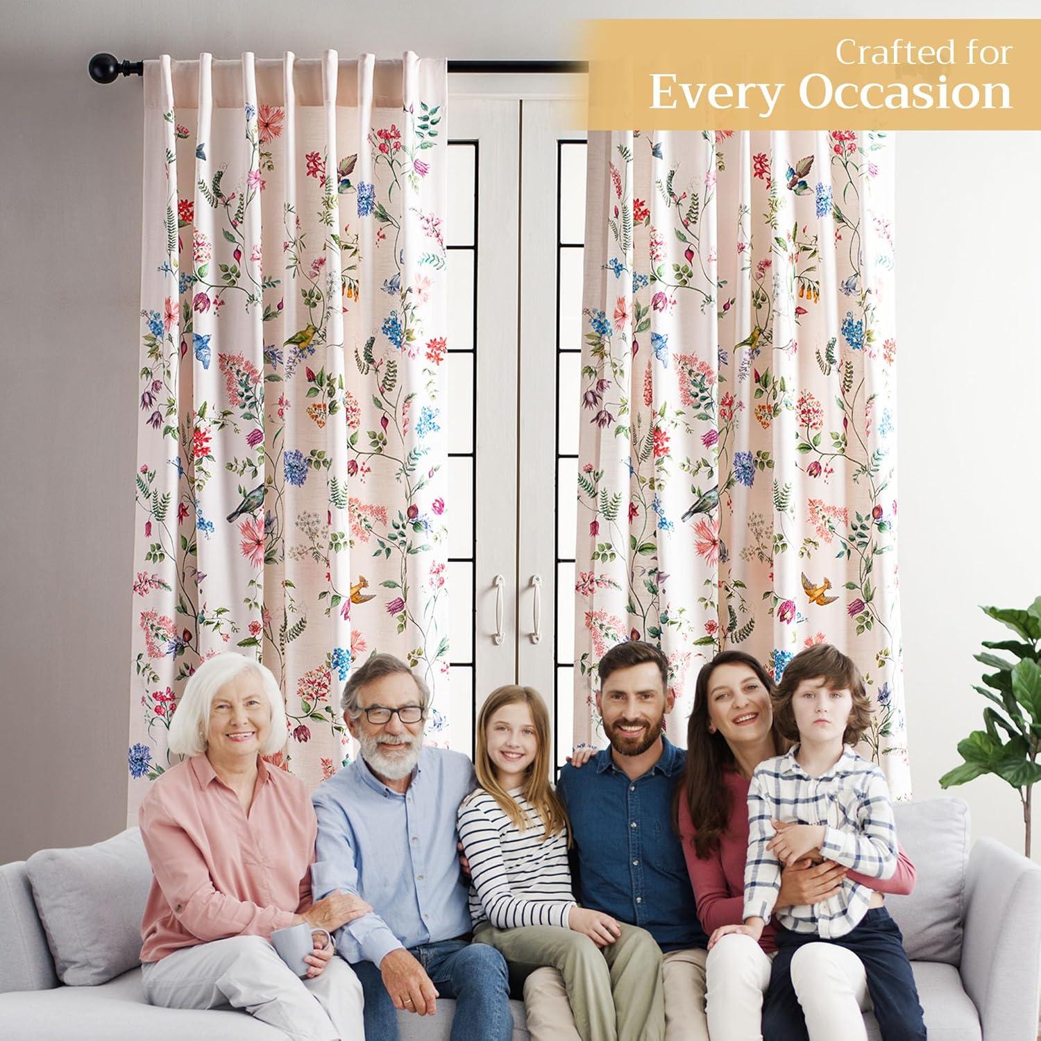 image:imageMaison d Hermine Curtains for Living Room 100 Cotton 84 inch Length Two Panel Light Filtering Curtains for Windows with Rod and Loop Pockets Gifts for Mothers Day Neo Ipomee  Multi 50W x 84L