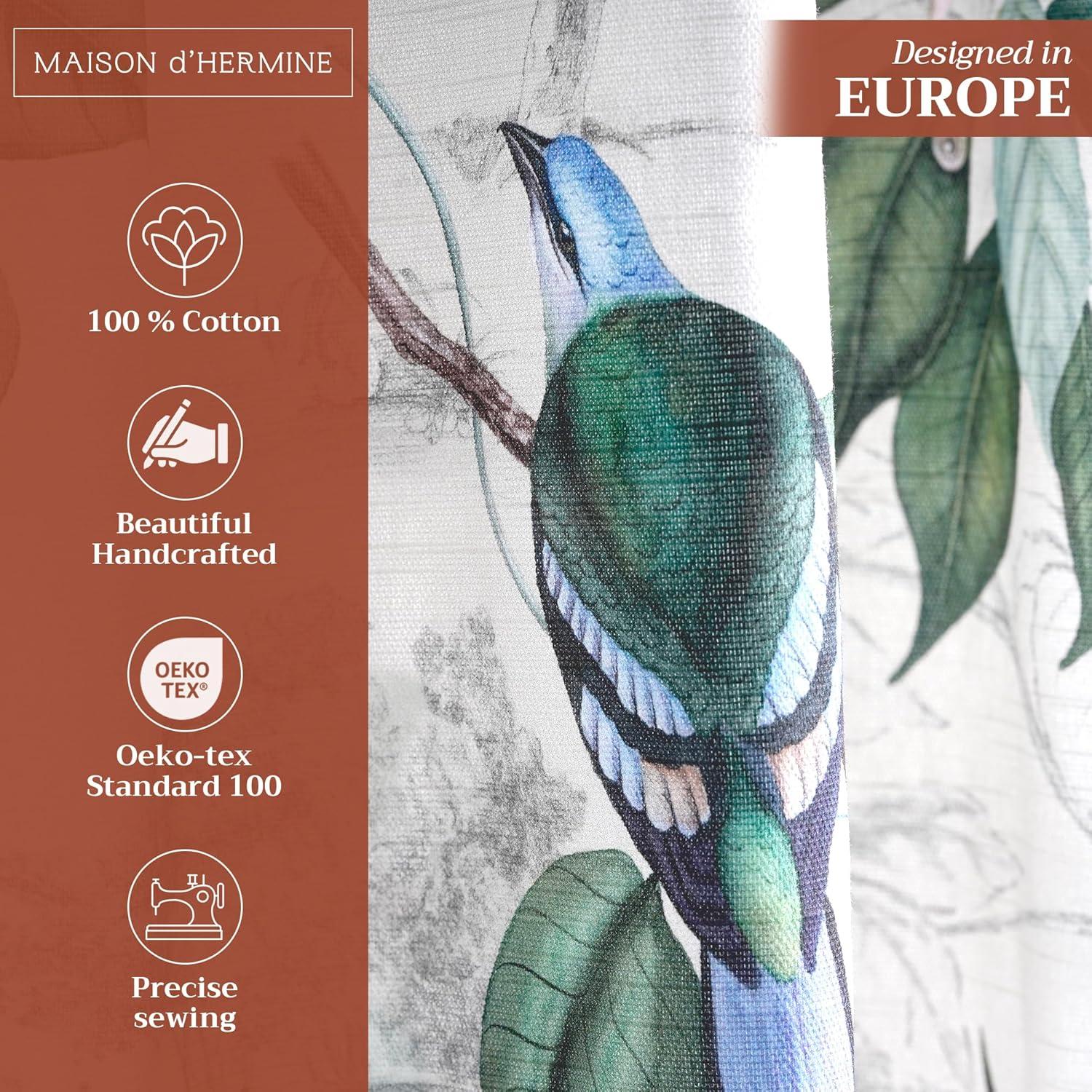 image:imageMaison d Hermine Curtains for Living Room 100 Cotton 96 inch Length One Panel Light Filtering Curtains for Windows with Rod and Loop Pockets Gifts for Mothers Day Solstice  Ecru 50 W x 96 L