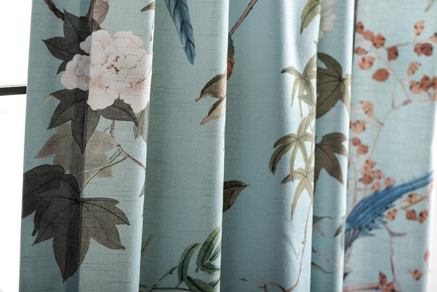 image:imageMaison d Hermine Curtains for Living Room 100 Cotton 96 inch Length One Panel Light Filtering Curtains for Windows with Rod and Loop Pockets Gifts for Mothers Day Hokuzai  Blue 50 W x 96 L
