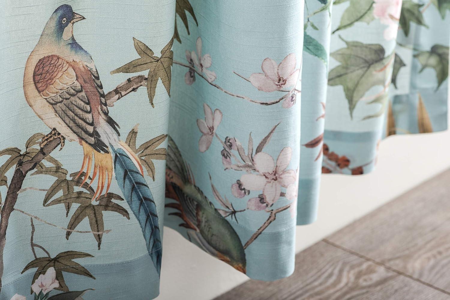image:imageMaison d Hermine Curtains for Living Room 100 Cotton 96 inch Length One Panel Light Filtering Curtains for Windows with Rod and Loop Pockets Gifts for Mothers Day Hokuzai  Blue 50 W x 96 L
