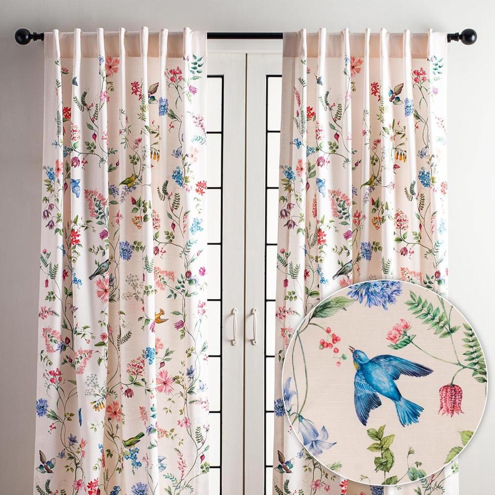 image:imageMaison d Hermine Curtains for Living Room 100 Cotton 84 inch Length Two Panel Light Filtering Curtains for Windows with Rod and Loop Pockets Gifts for Mothers Day Neo Ipomee  Multi 50W x 84L