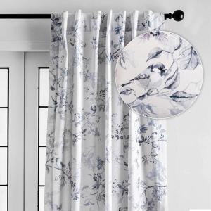 image:imageMaison d Hermine Curtains for Living Room 100 Cotton 108 inch Length One Panel Light Filtering Curtains for Windows with Rod and Loop Pockets Gifts for Mothers Day Equinoxe  Blue 50 W x 108 L