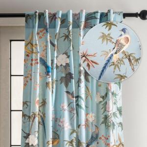 image:imageMaison d Hermine Curtains for Living Room 100 Cotton 96 inch Length One Panel Light Filtering Curtains for Windows with Rod and Loop Pockets Gifts for Mothers Day Hokuzai  Blue 50 W x 96 L
