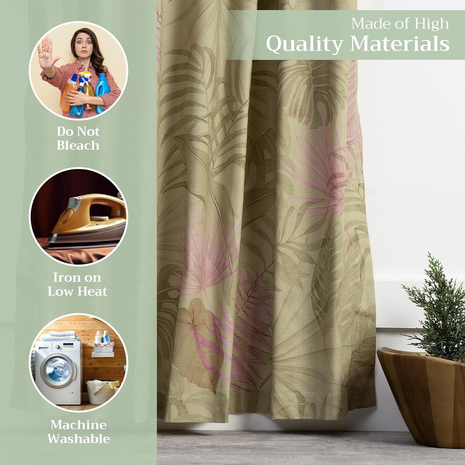image:imageMaison d Hermine Curtains for Living Room 100 Cotton 124 inch Length Two Panel Light Filtering Curtains for Window with Rod and Loop Pockets Gifts for Mothers Day Creole  Olive Grey 50W x 124L