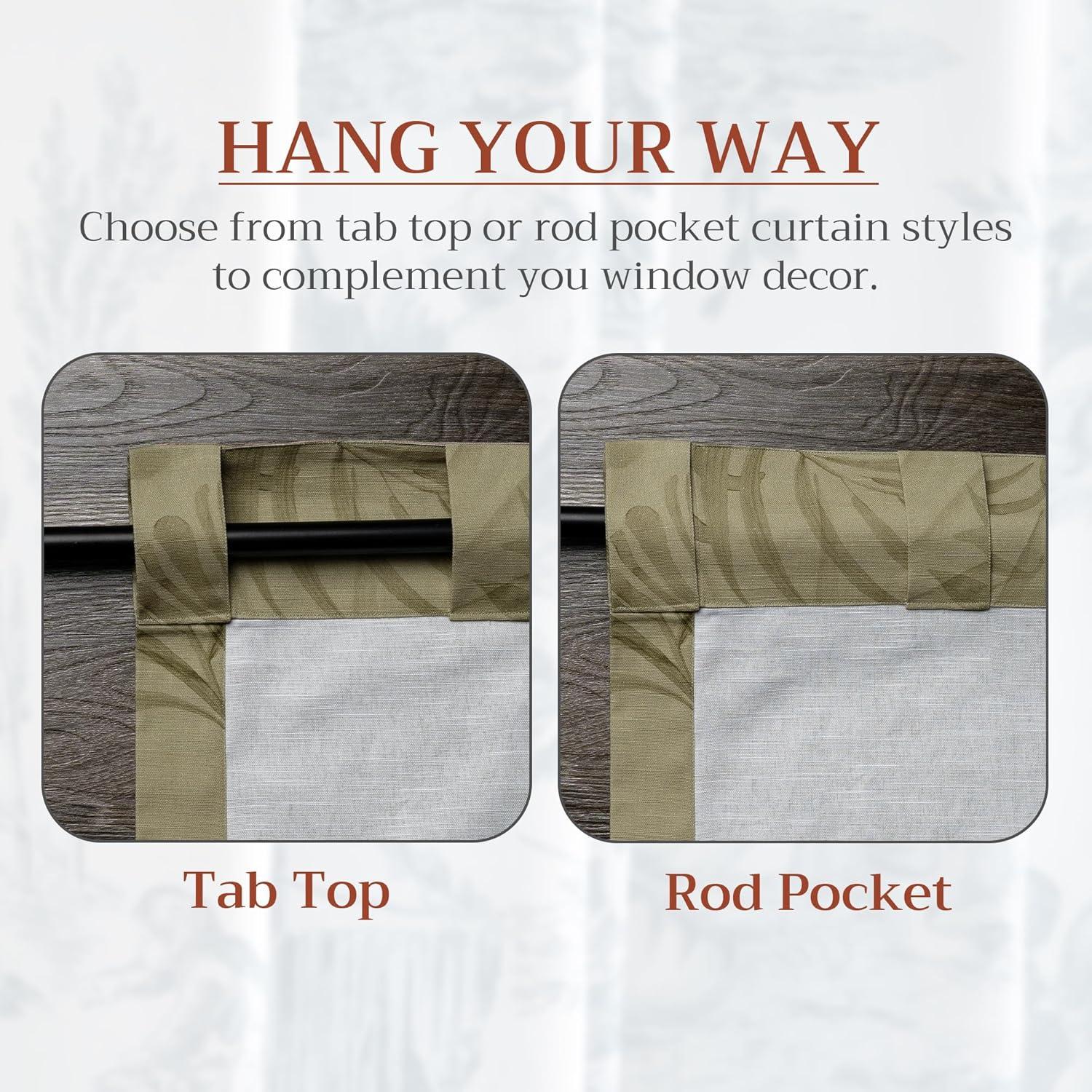 image:imageMaison d Hermine Curtains for Living Room 100 Cotton 124 inch Length Two Panel Light Filtering Curtains for Window with Rod and Loop Pockets Gifts for Mothers Day Creole  Olive Grey 50W x 124L